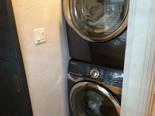 a closeup view of washer and dryer