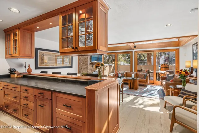 a kitchen with lots of counter top space