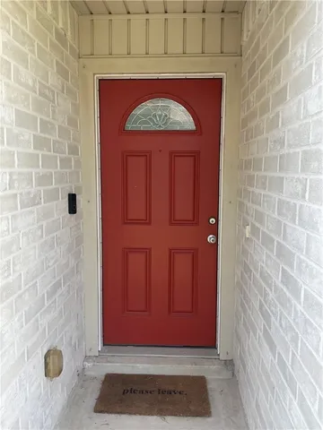 a door with red door
