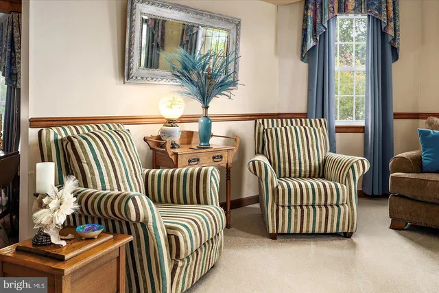 a view of a living room with furniture and a potted plant