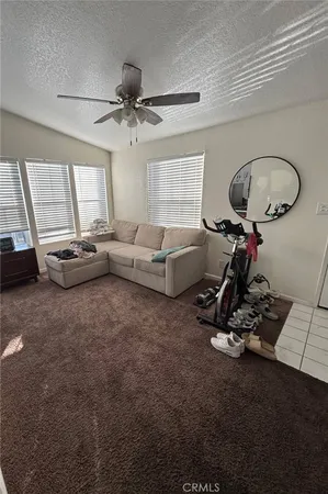 a living room with furniture and a gate