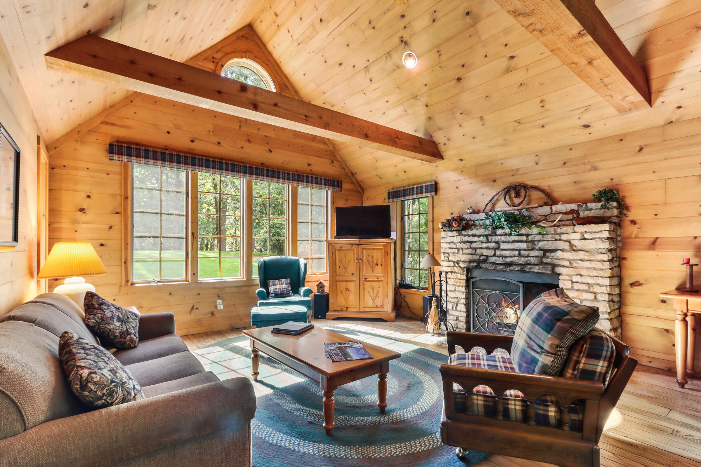 W3895 Timber Lake Road Troy, WI 53120 - Photo 44 of 64 Natural stone, wood-burning fireplace.