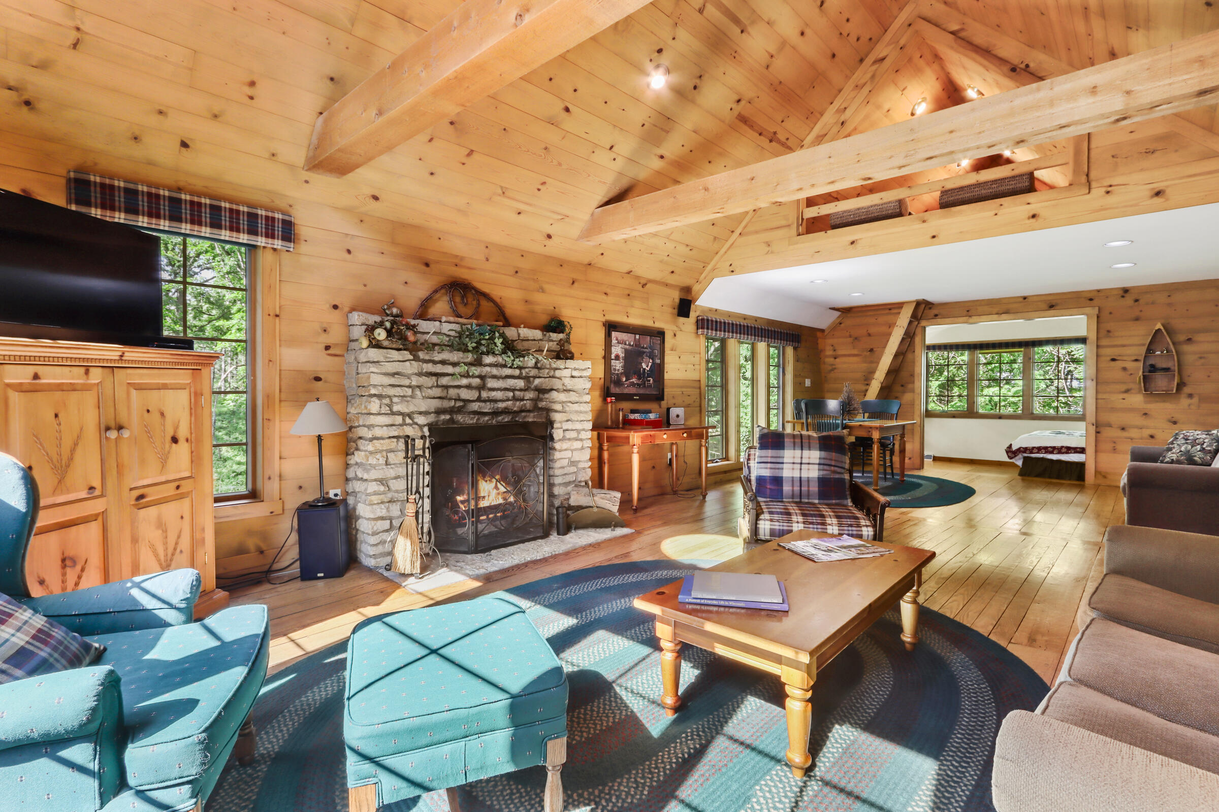 W3895 Timber Lake Road Troy, WI 53120 - Photo 53 of 64 Beautiful wood ceiling with additional loft area.