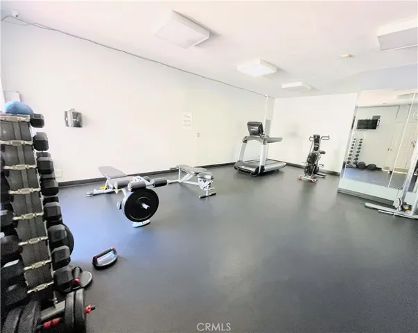 a view of a room with gym equipment