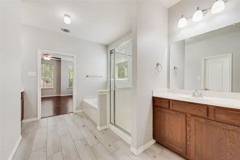 a bathroom with a sink and mirror