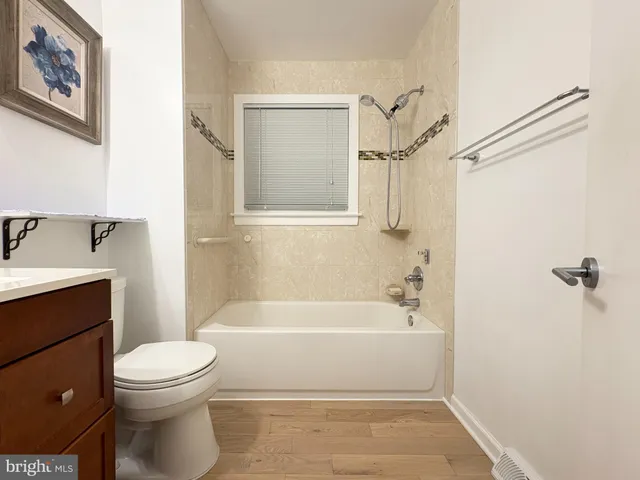 a bathroom with a toilet and a bathtub