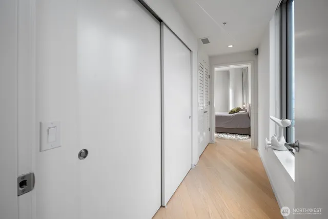 a bathroom with a sink vanity and a mirror