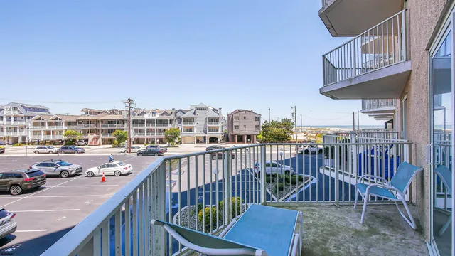a view of a city from a patio