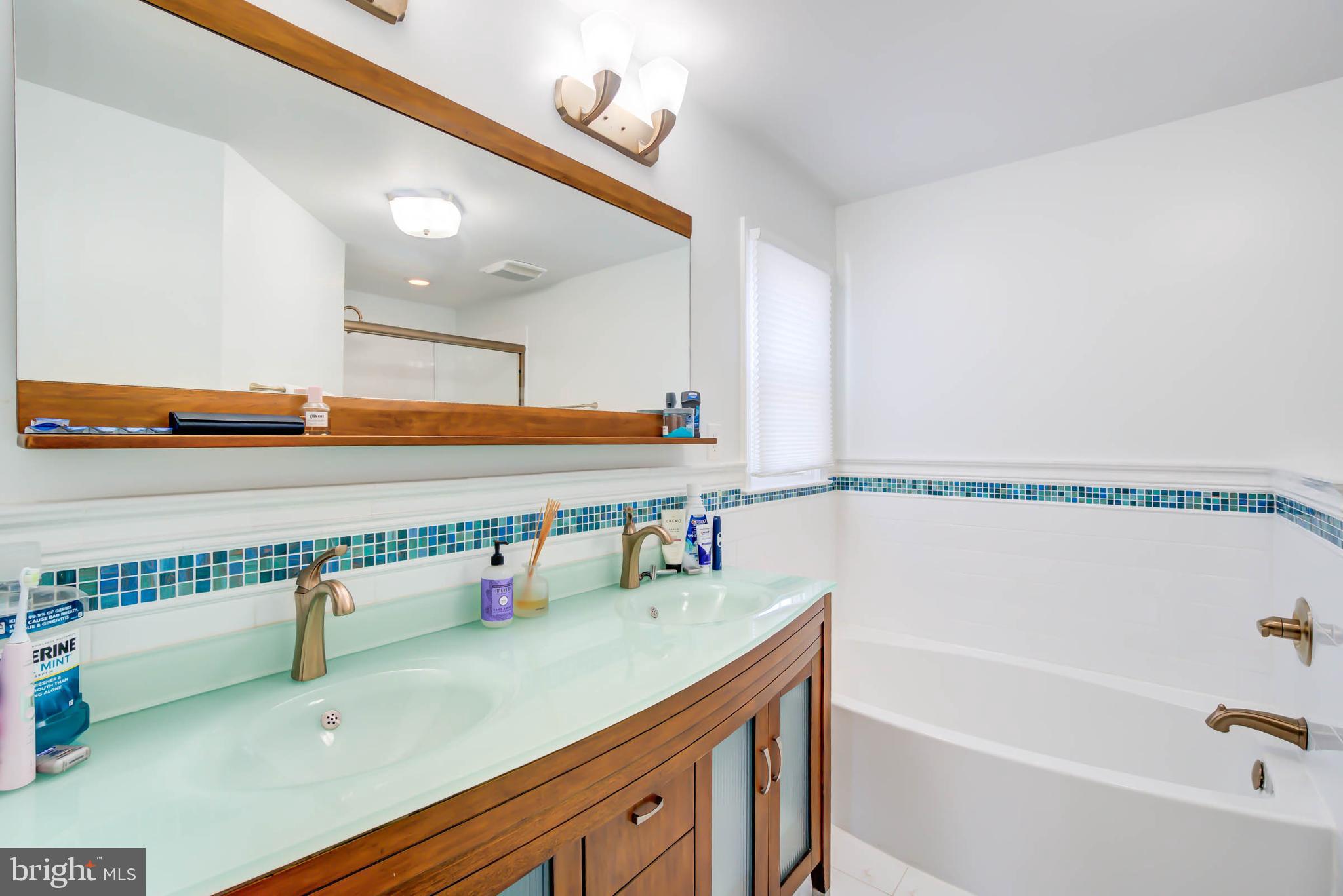 6617 Morning Ride Circle Alexandria, VA 22315 - Photo 34 of 51 a bathroom with a sink a mirror and a bathtub