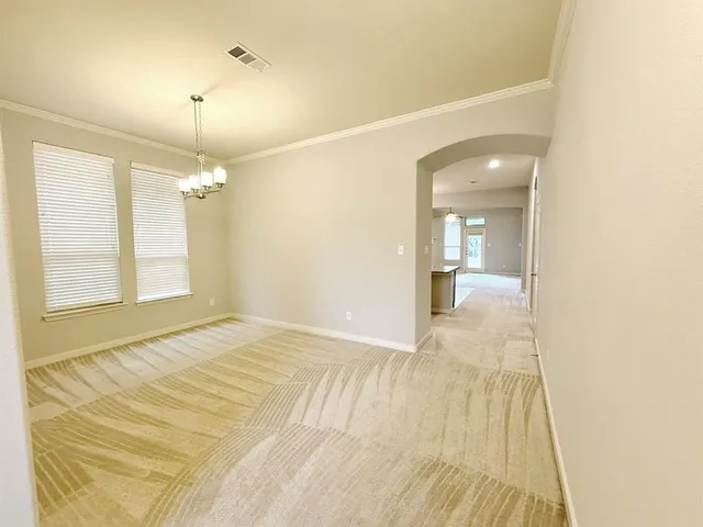 a view of a livingroom with a chandelier