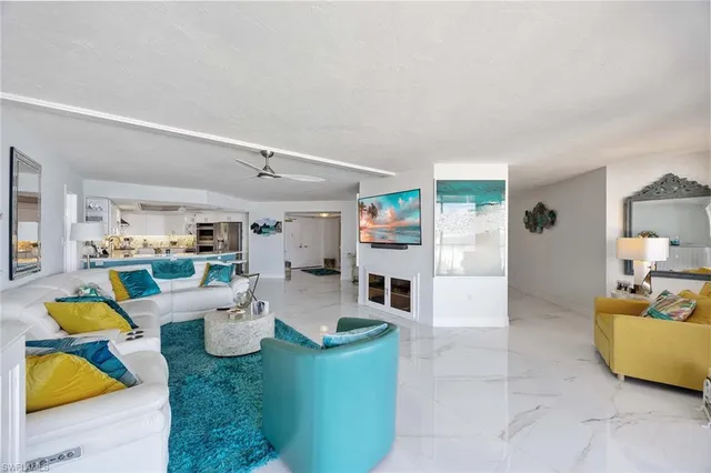 a living room with furniture and a couch