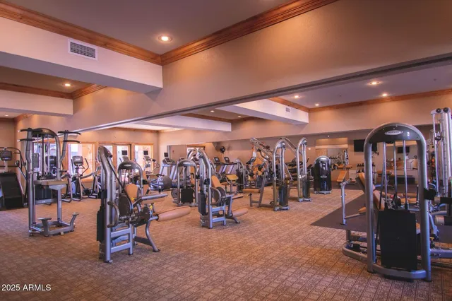 a view of a room with gym equipment