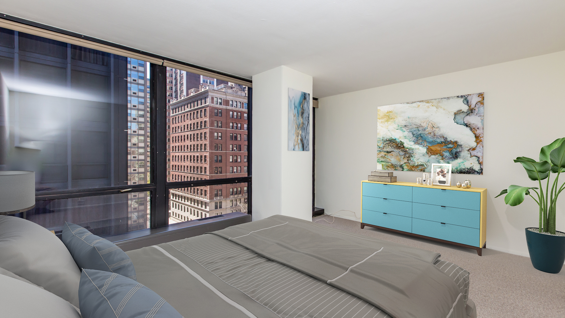 Undisclosed Address Chicago, IL 60611 - Photo 7 of 18 a bedroom with a bed and a window