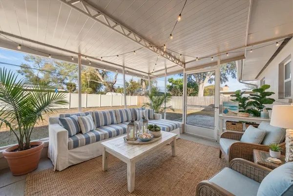 a living room with furniture