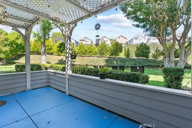 a view of a building from a balcony