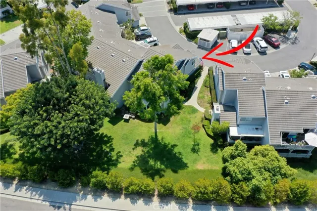 an aerial view of a house