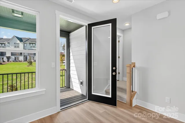 a view of a balcony from door