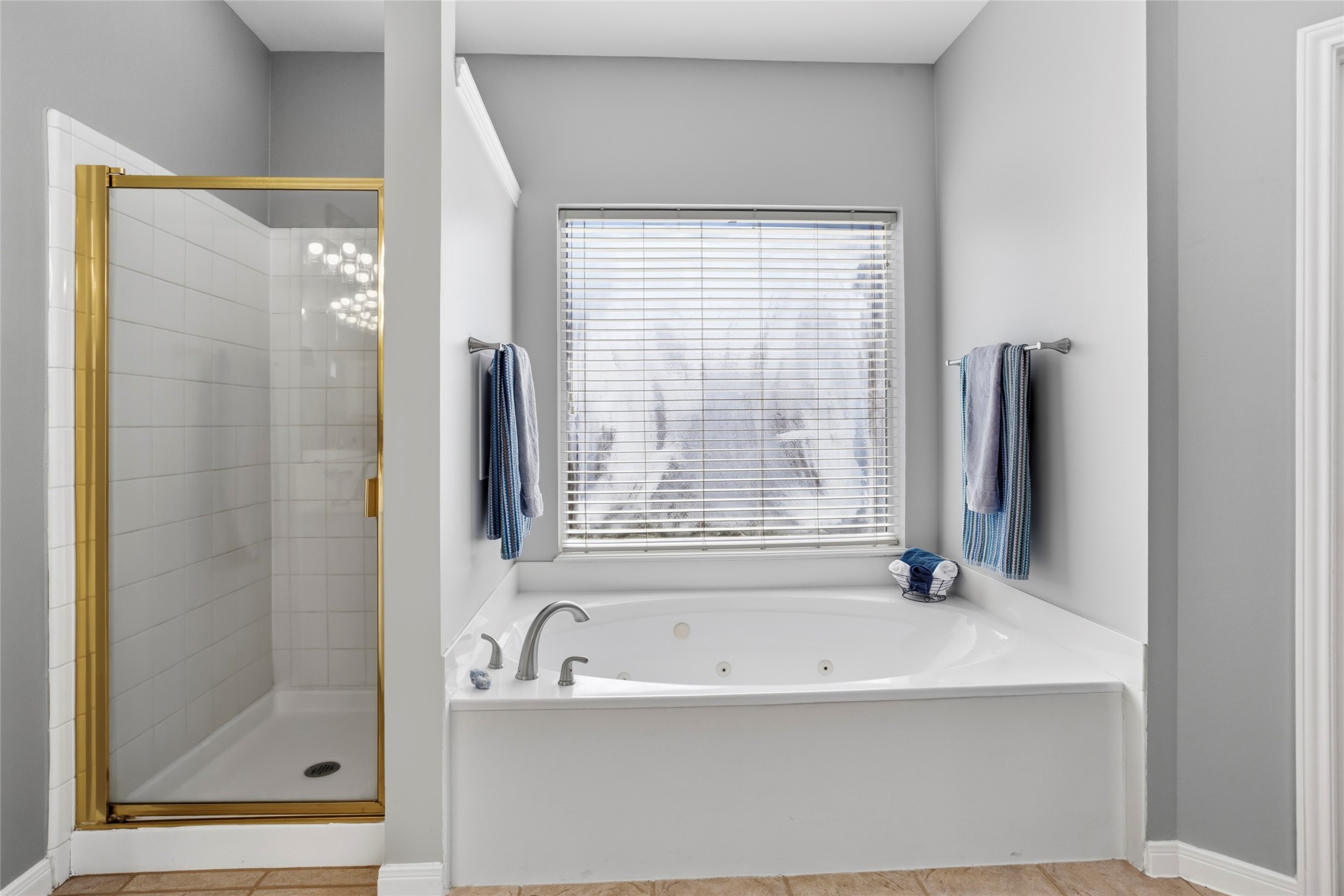 1131 Windsor Chase Lane Spring, TX 77373 - Photo 18 of 39 a bathroom with a bathtub and a shower