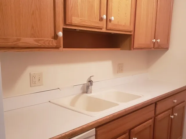 a bathroom with a sink and cabinets
