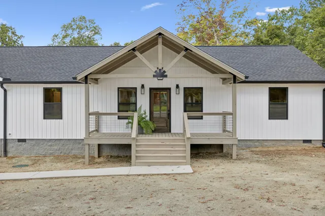 a view of dining room with wooden floor