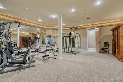 a view of a room with gym equipment