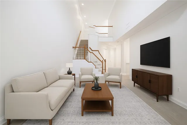 a living room with furniture