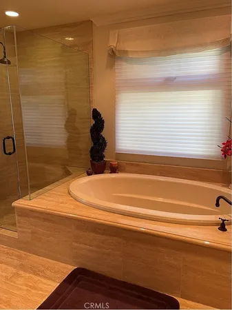 a bathroom with a bathtub