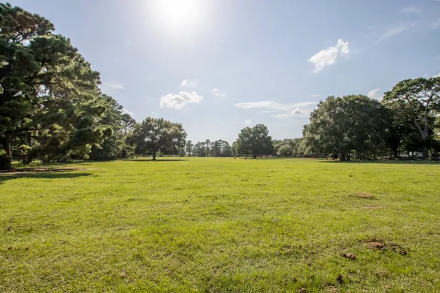 a view of an ocean and a yard
