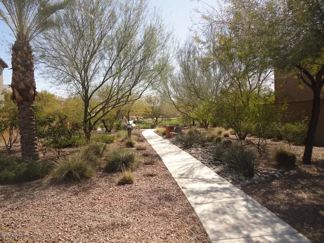 a view of a pathway with a yard