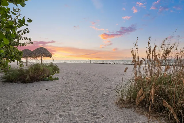 a view of a street with a patio
