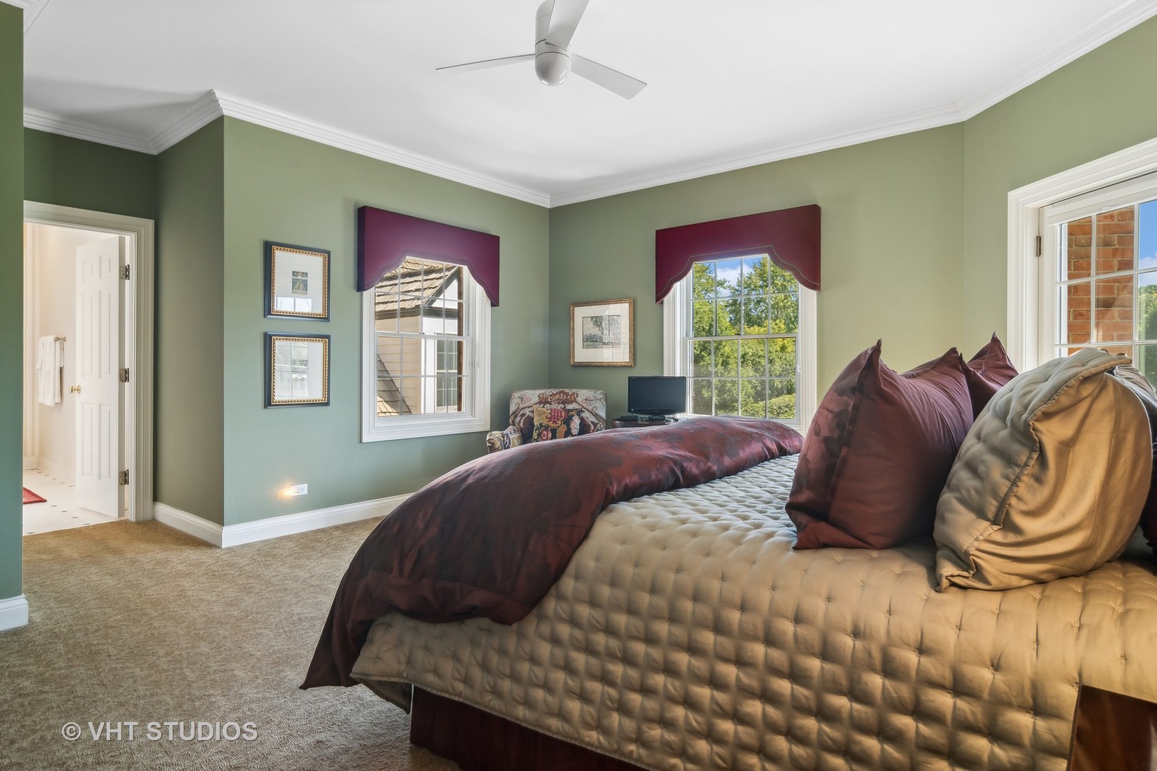240 Donlea Road Barrington Hills, IL 60010 - Photo 37 of 63 a bedroom with a bed and balcony view