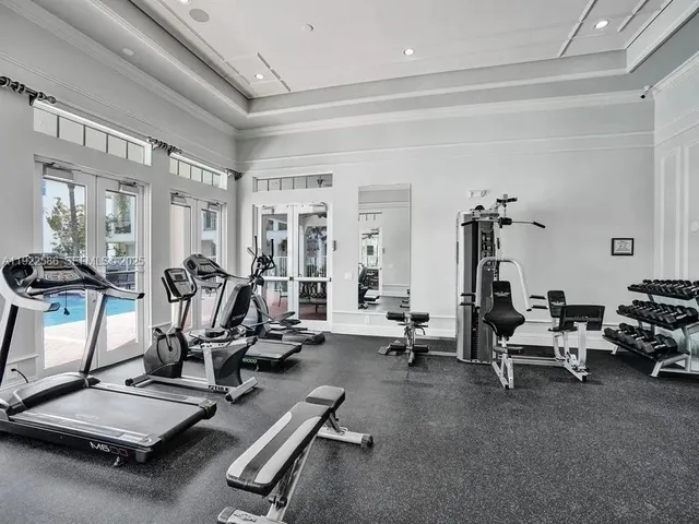 a view of a room with gym equipment