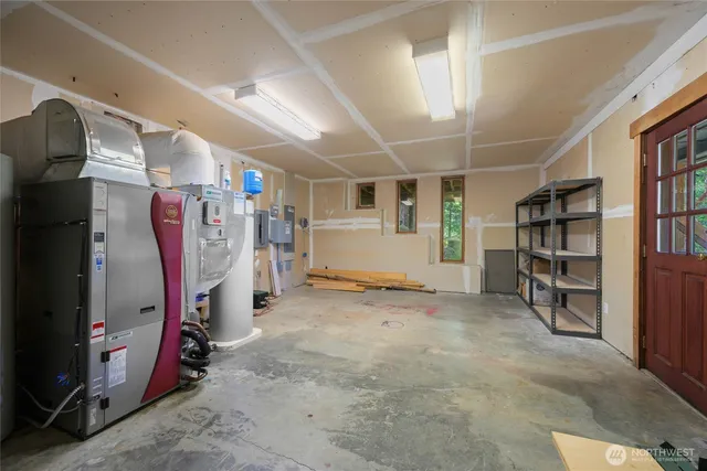 a view of a back yard from a garden