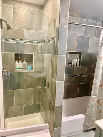 a bathroom with a shower