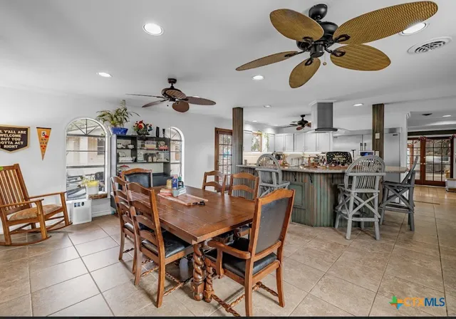 a view of a dining room and livingroom