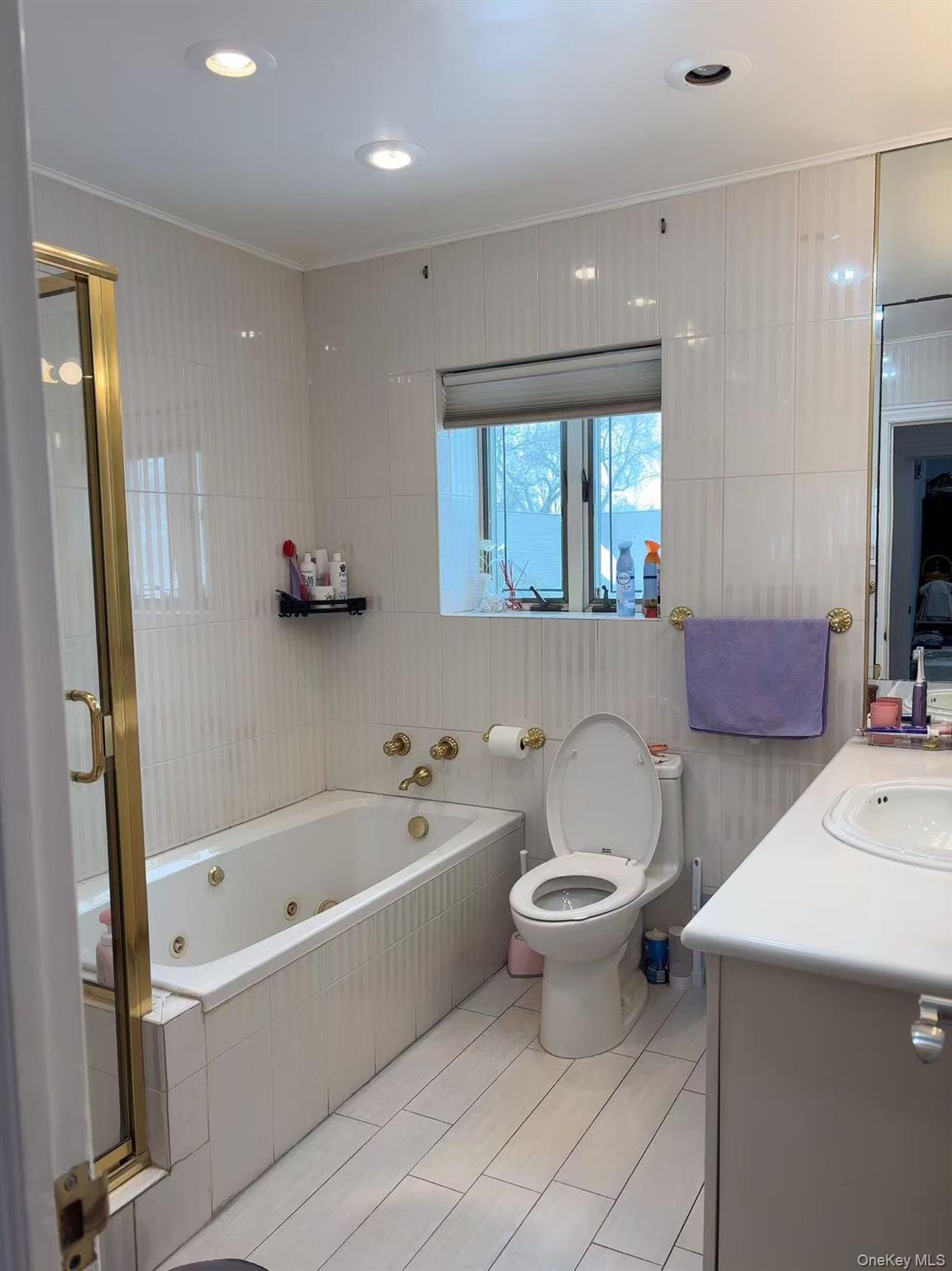 75-47 193rd Street Queens, NY 11366 - Photo 11 of 27 a bathroom with a bathtub sink mirror and toilet