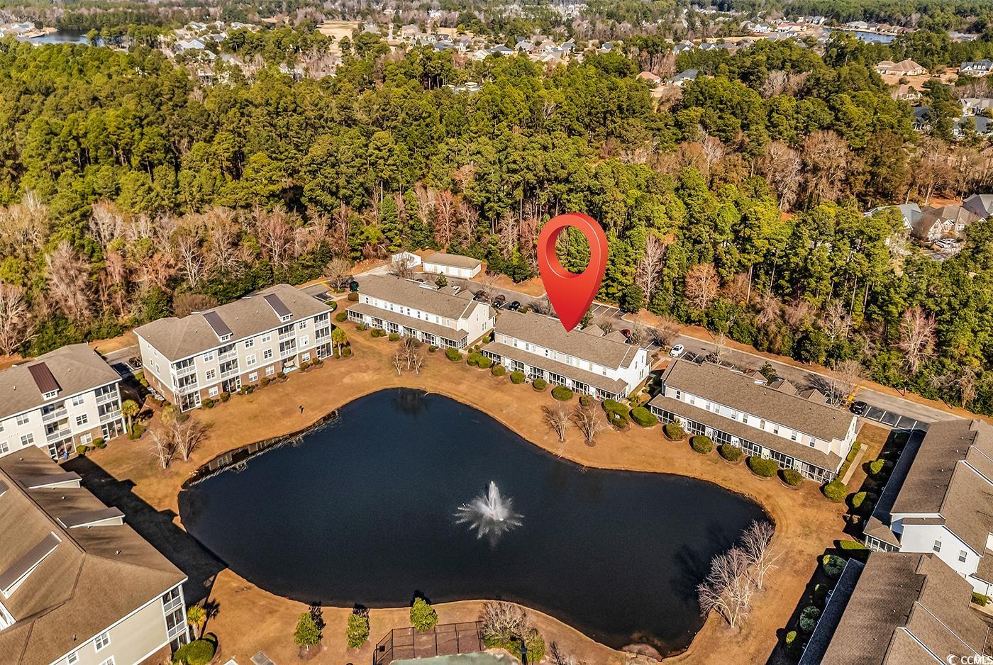 308 Kiskadee Loop, Unit E Conway, SC 29526 - Photo 32 of 36 Aerial view of property and surrounding area featuring a nearby body of water and nearby suburban area