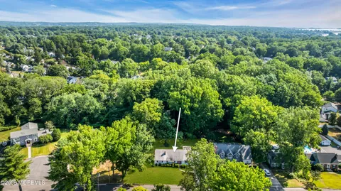a view of a city with lush green forest