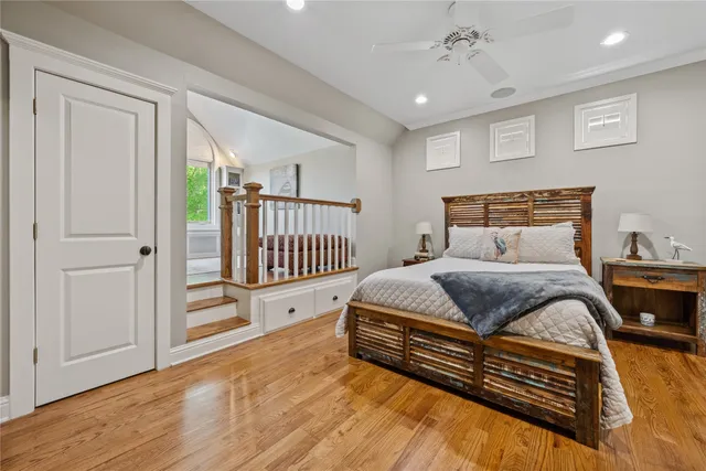 a view of a room with a large window