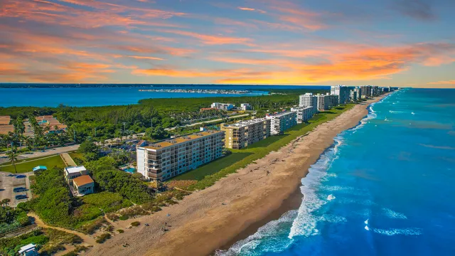 a view of a city and an ocean view