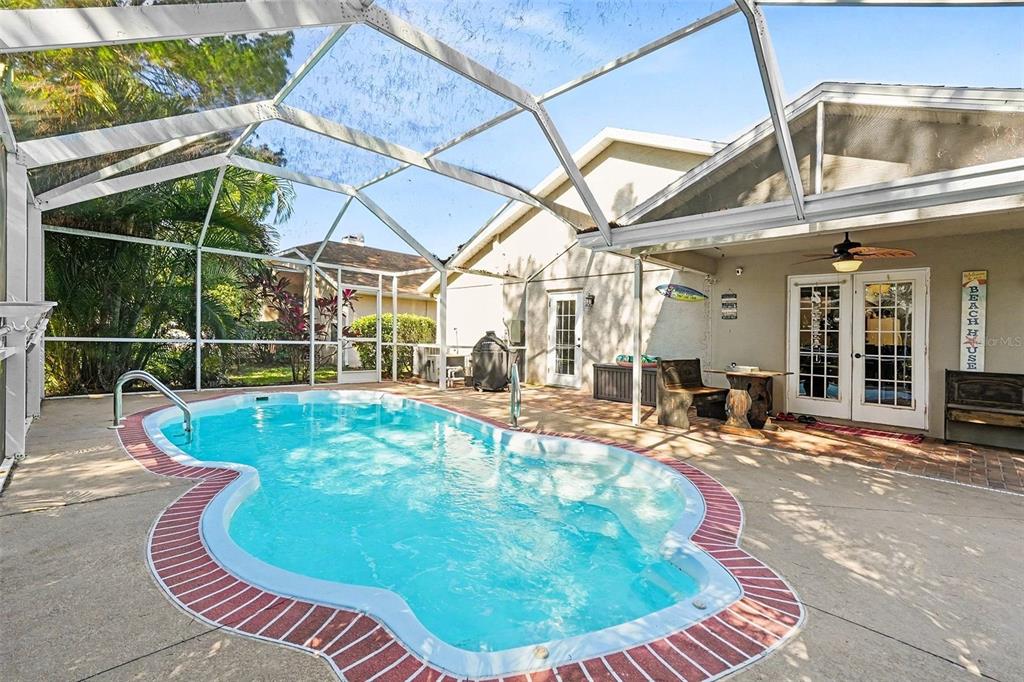 11428 Dorian Court New Port Richey, FL 34654 - Photo 2 of 30 a swimming pool with barbeque oven table and chairs