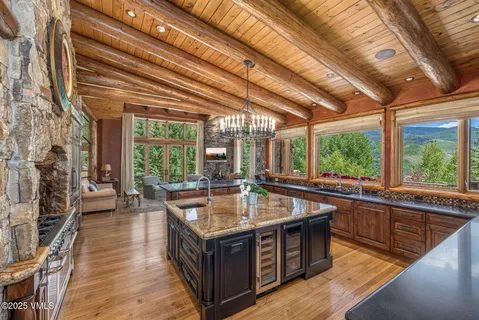 a dining room with furniture