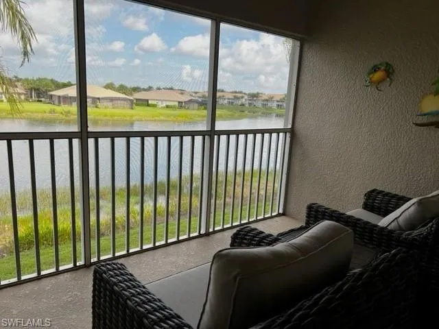 a balcony view with a couch