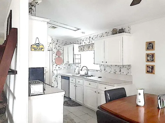 a kitchen with a stove a sink and a refrigerator