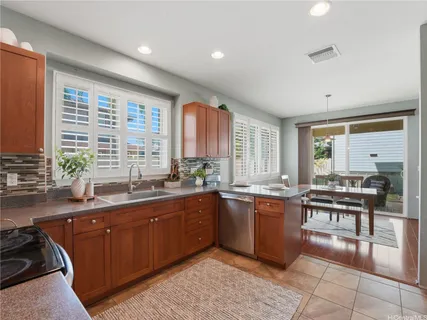 a kitchen with lots of counter top space