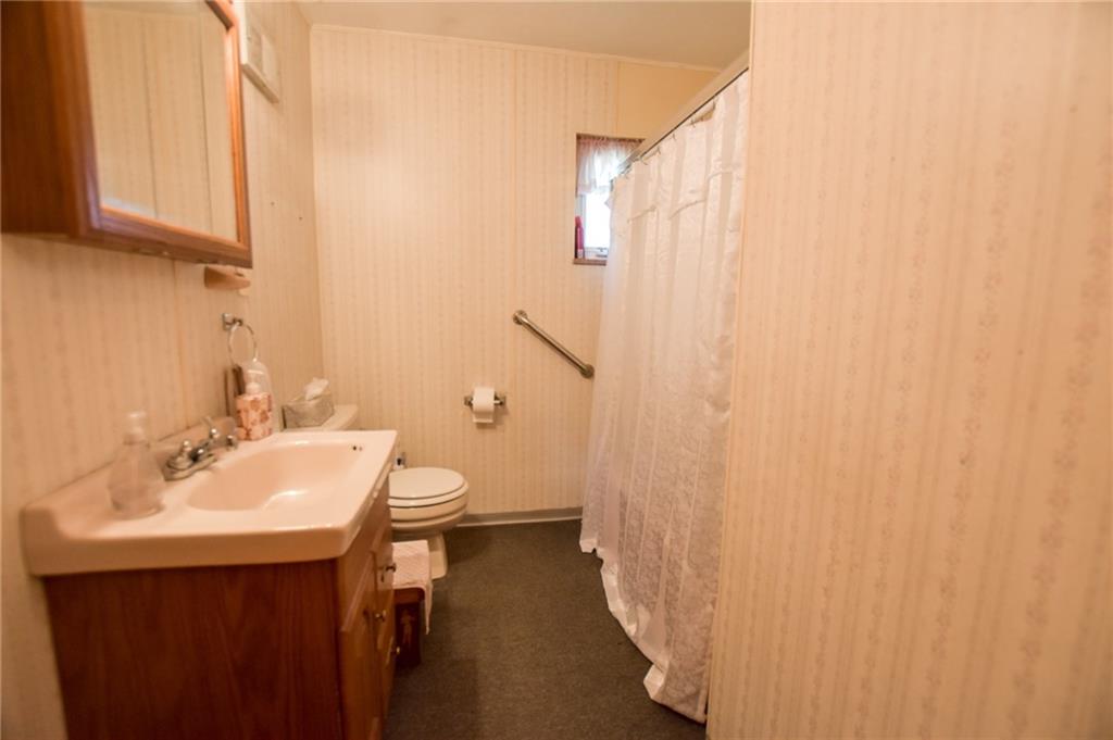 109 Neupert Road Cabot, PA 16023 - Photo 10 of 17 a bathroom with a sink a toilet and shower curtain