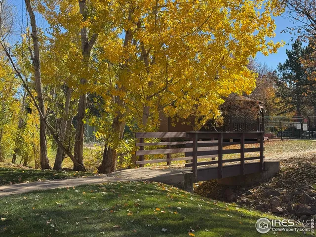 a view of a park with bench and trees