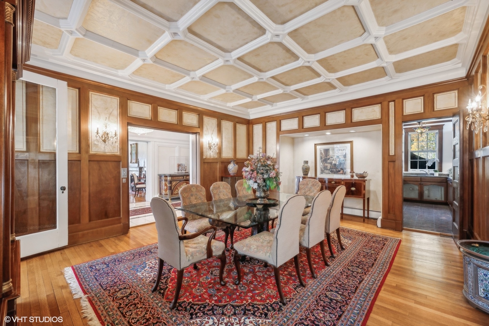111 North Mayflower Road Lake Forest, IL 60045 - Photo 12 of 28 a dining room with furniture wooden floor and a rug