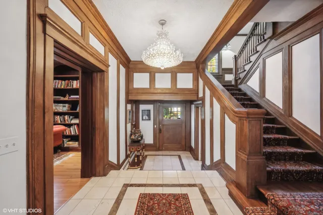 a view of an entryway with a front door