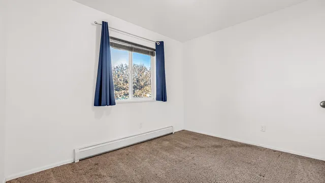 a view of a small space with a window